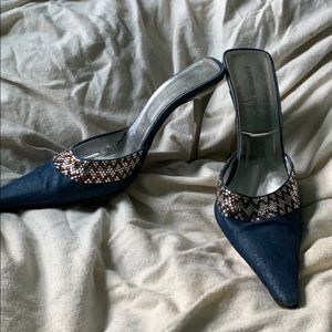 Gianmarco Lorenzi Embellished Denim Heels